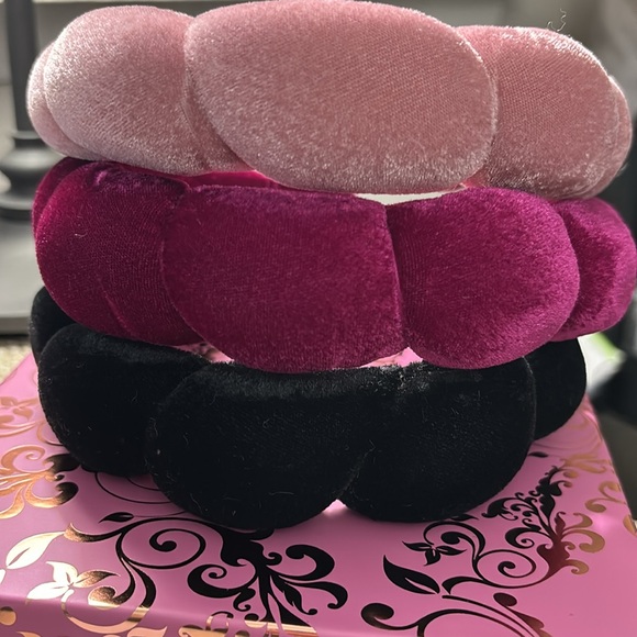Three Soft Velour Hair Bands. Thick Padded Headband will keep hair off face. - Picture 2 of 8